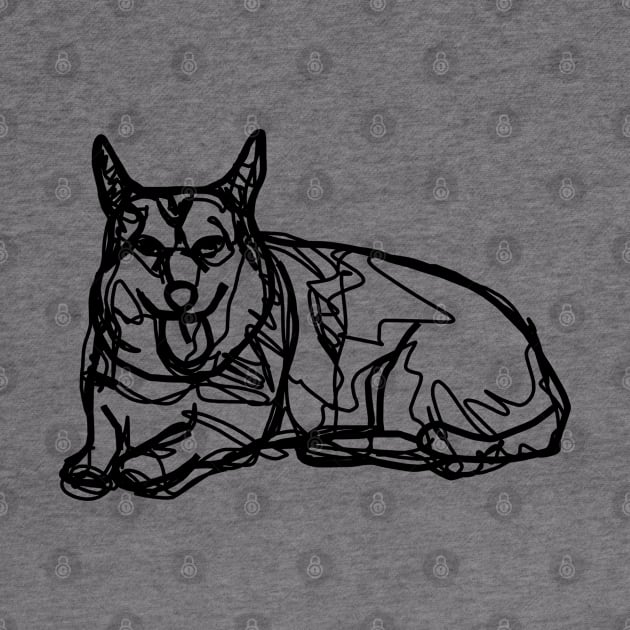 Corgi Line Drawing Tongue Out Tuesday Dog by ellenhenryart